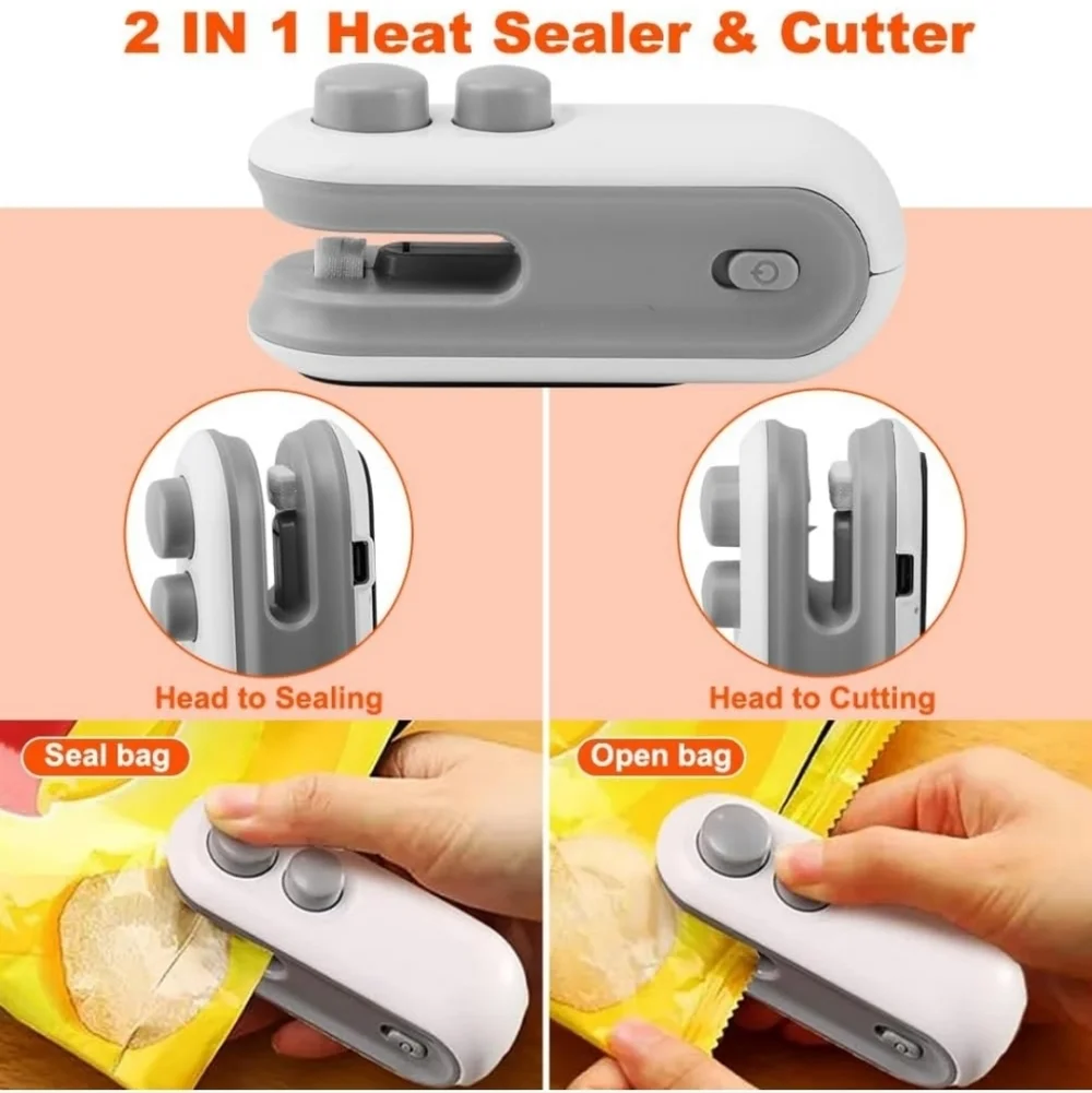 Portable USB Chargable Sealing Machine White & Gray w Cord New in Box